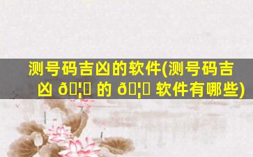 测号码吉凶的软件(测号码吉凶 🦆 的 🦈 软件有哪些)